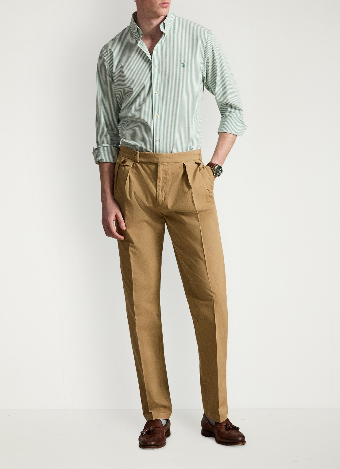 Ralph Lauren Custom fit overhemd met streepprint - detail 3 lichtgroen