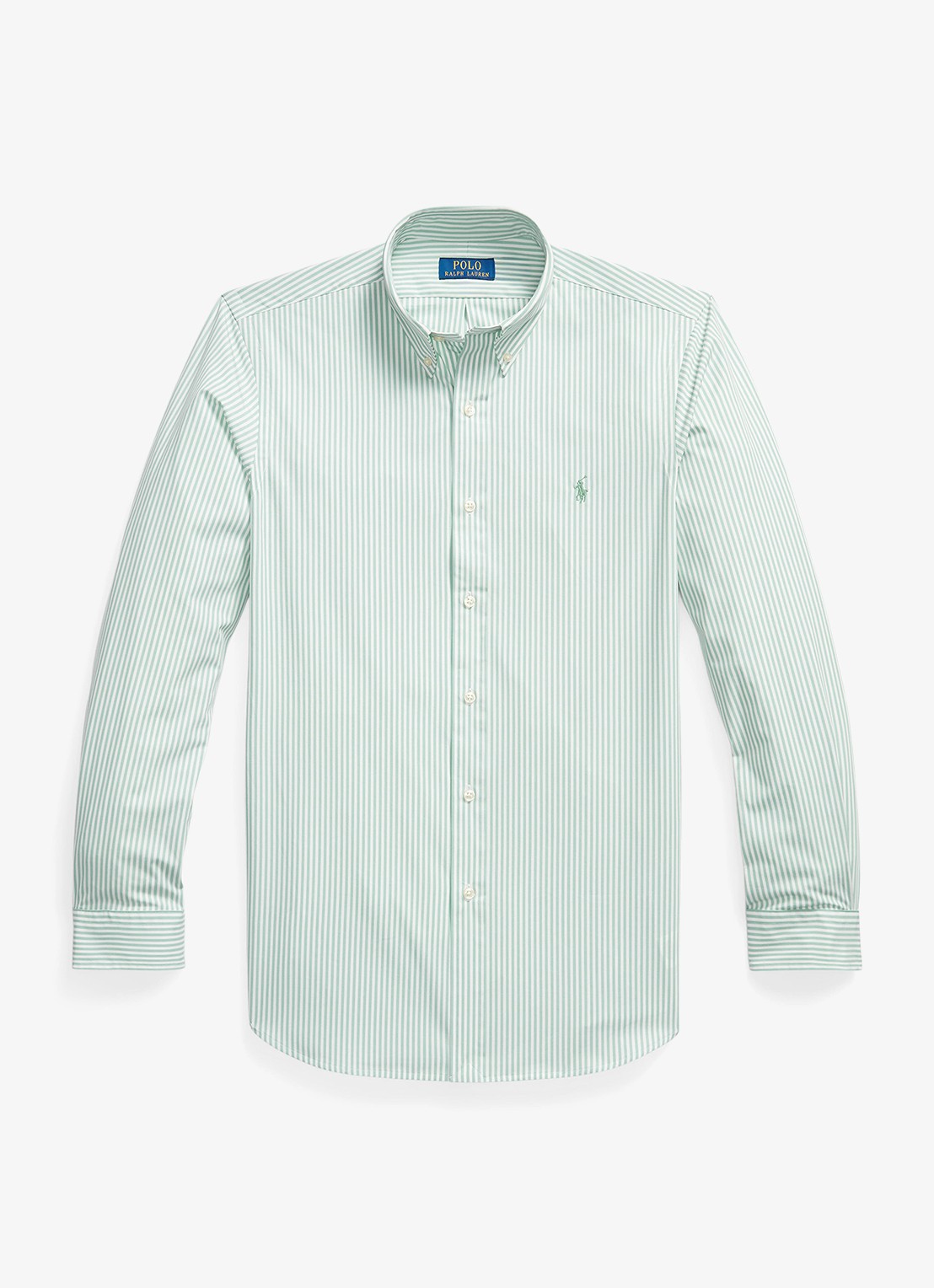 Ralph Lauren Custom fit overhemd met streepprint - voorkant lichtgroen