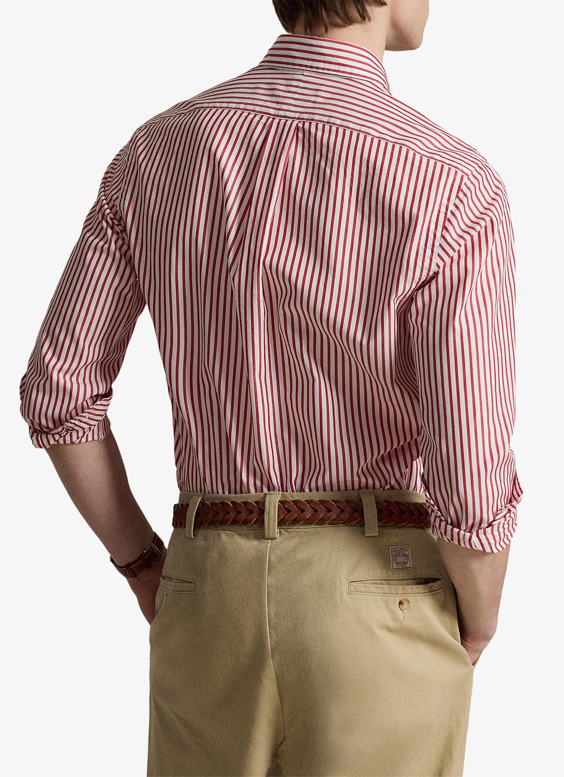 Ralph Lauren Custom fit overhemd met streepprint - achterkant white bristol red / rood