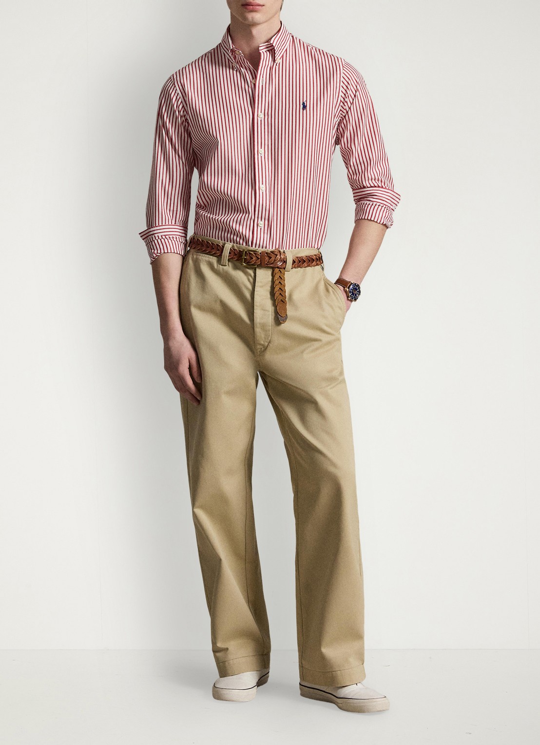 Ralph Lauren Custom fit overhemd met streepprint - detail 2 white bristol red / rood