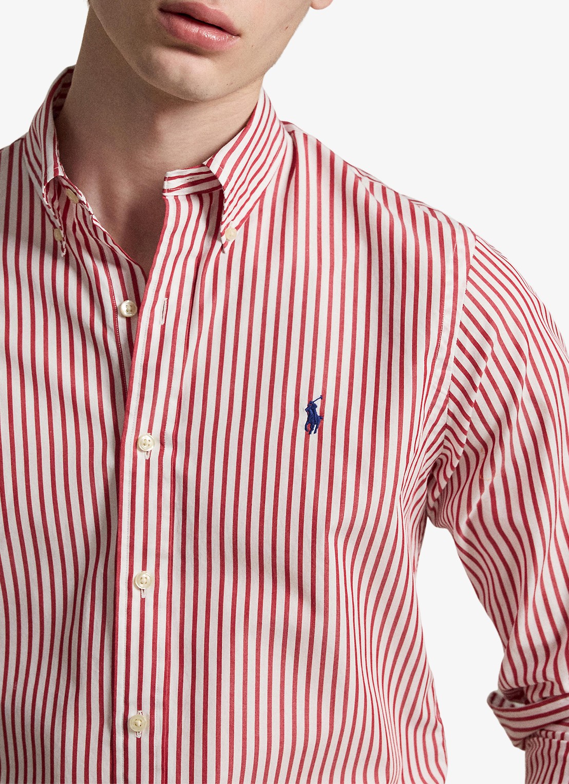 Ralph Lauren Custom fit overhemd met streepprint - detail 3 white bristol red / rood