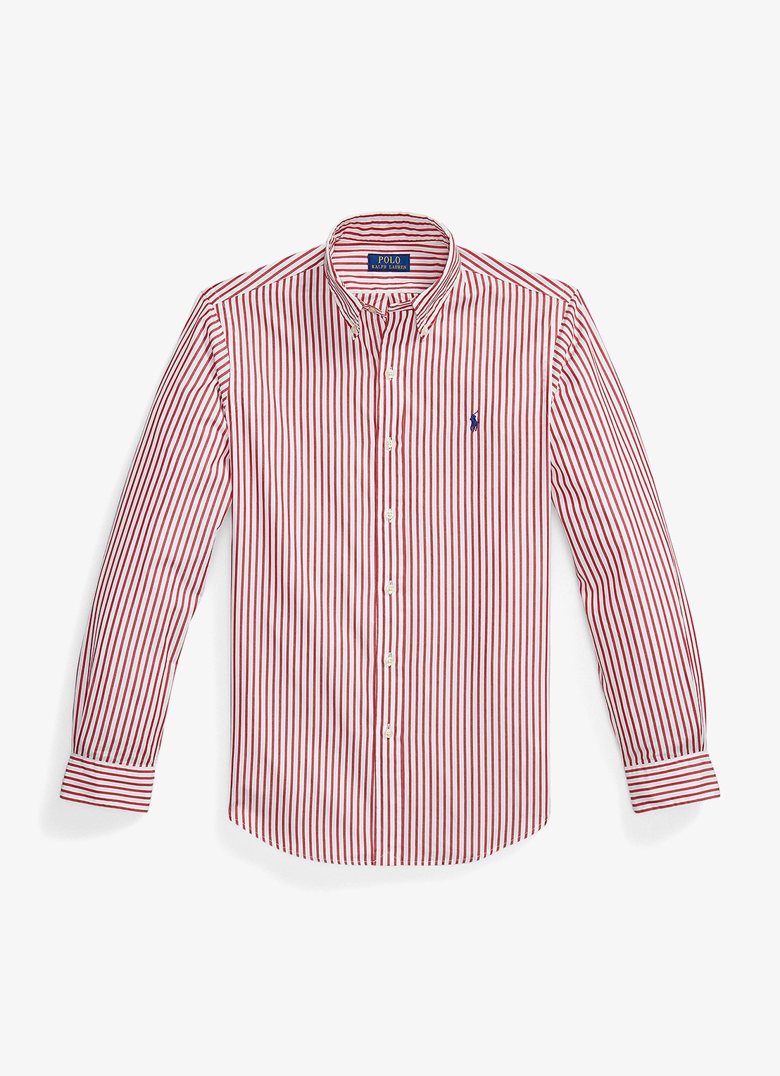 Ralph Lauren Custom fit overhemd met streepprint - voorkant 5 white bristol red / rood