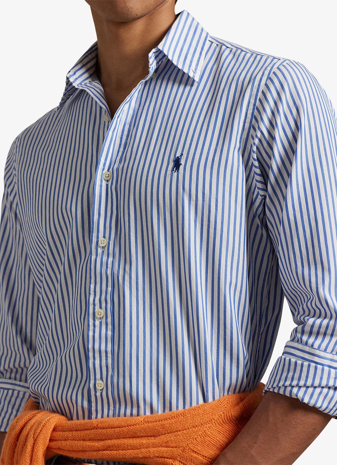 Ralph Lauren Custom fit overhemd met streepprint - detail 4 white blue / blauw
