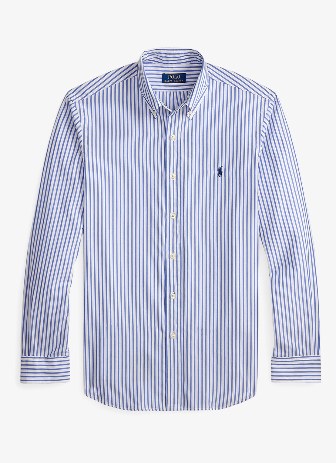 Ralph Lauren Custom fit overhemd met streepprint - voorkant white blue / blauw