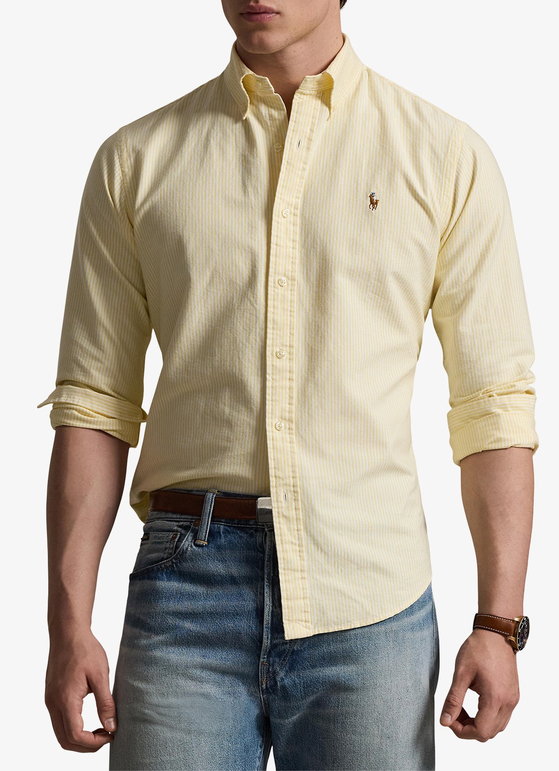 Ralph Lauren Custom fit overhemd met streepprint - detail 3 6636d yellow oxford/white-44fs
