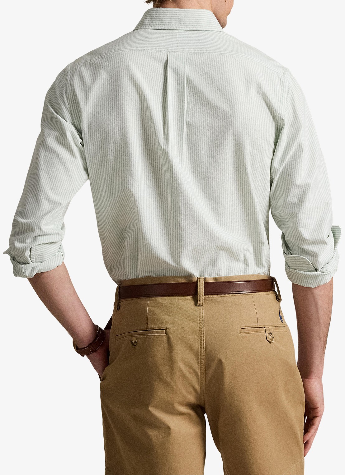 Ralph Lauren Custom fit overhemd met streepprint - achterkant 3 6636r faded mint white-zxsa
