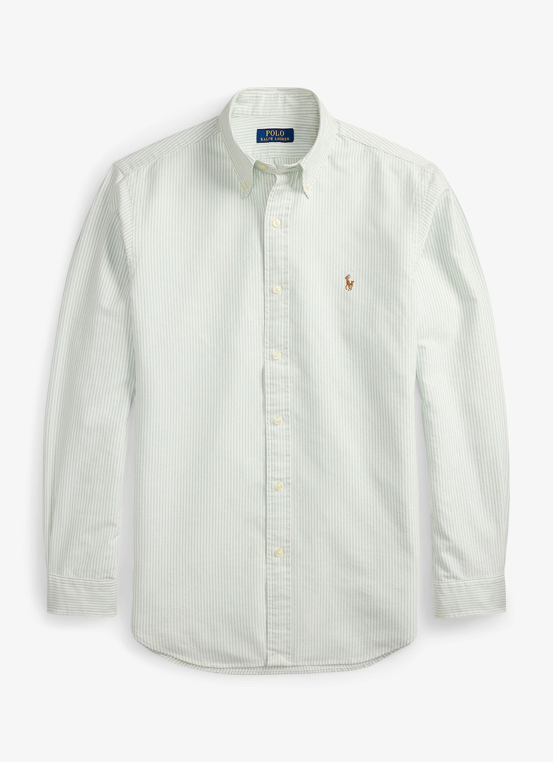 Ralph Lauren Custom fit overhemd met streepprint - voorkant 6636r faded mint white-zxsa
