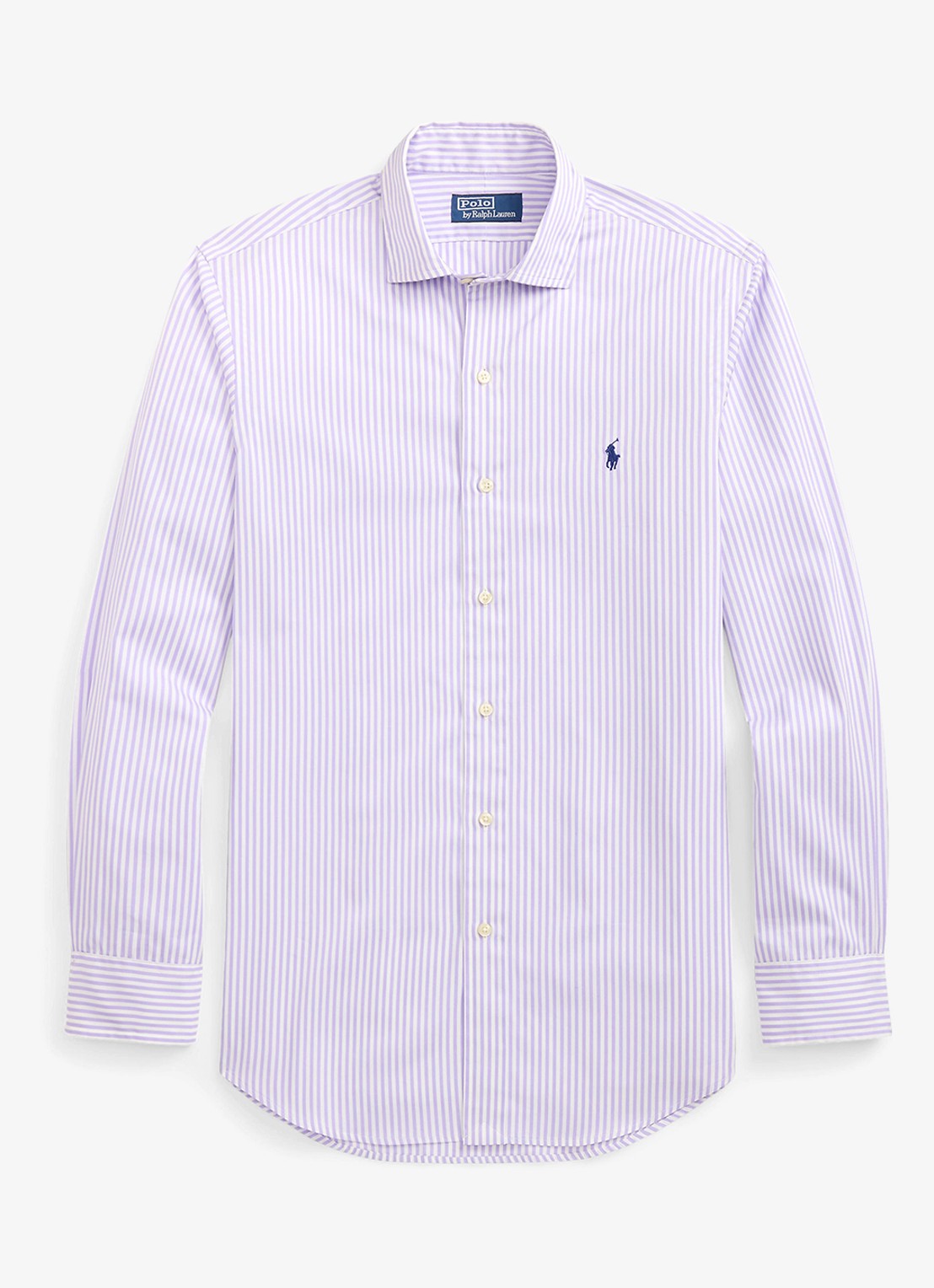 Ralph Lauren Custom fit overhemd met streepprint - voorkant 2 powder purple white / paars