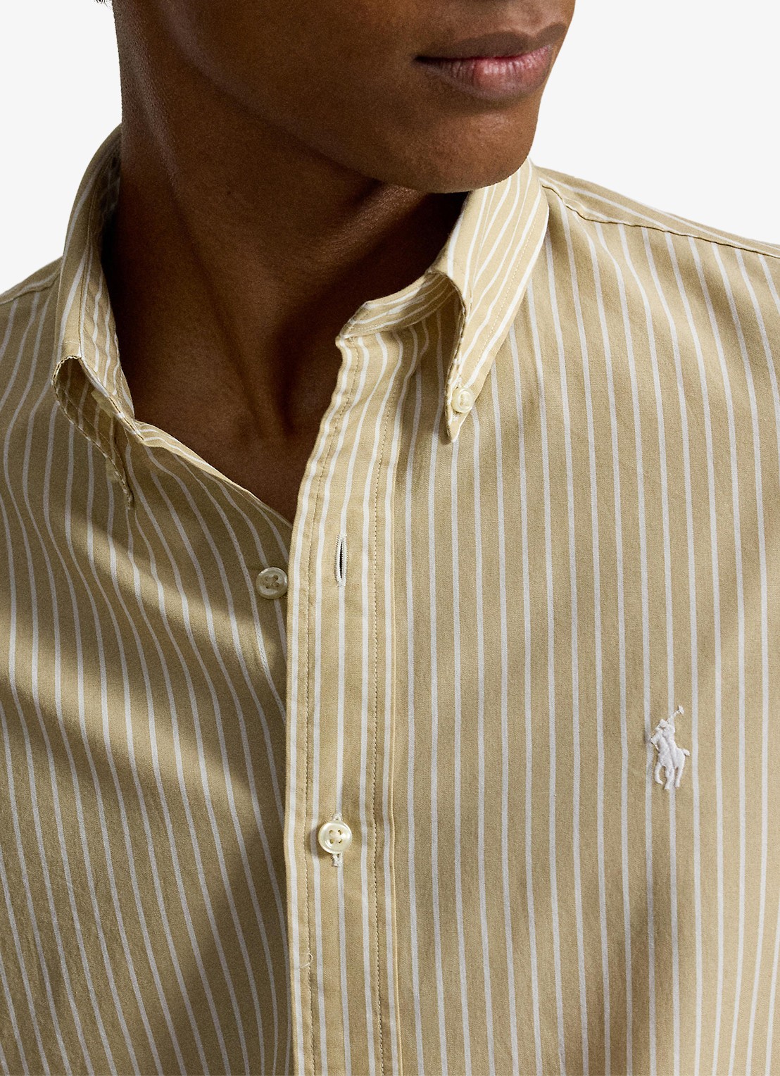 Ralph Lauren Custom fit overhemd met streepprint - detail 5 coastal beige white / beige