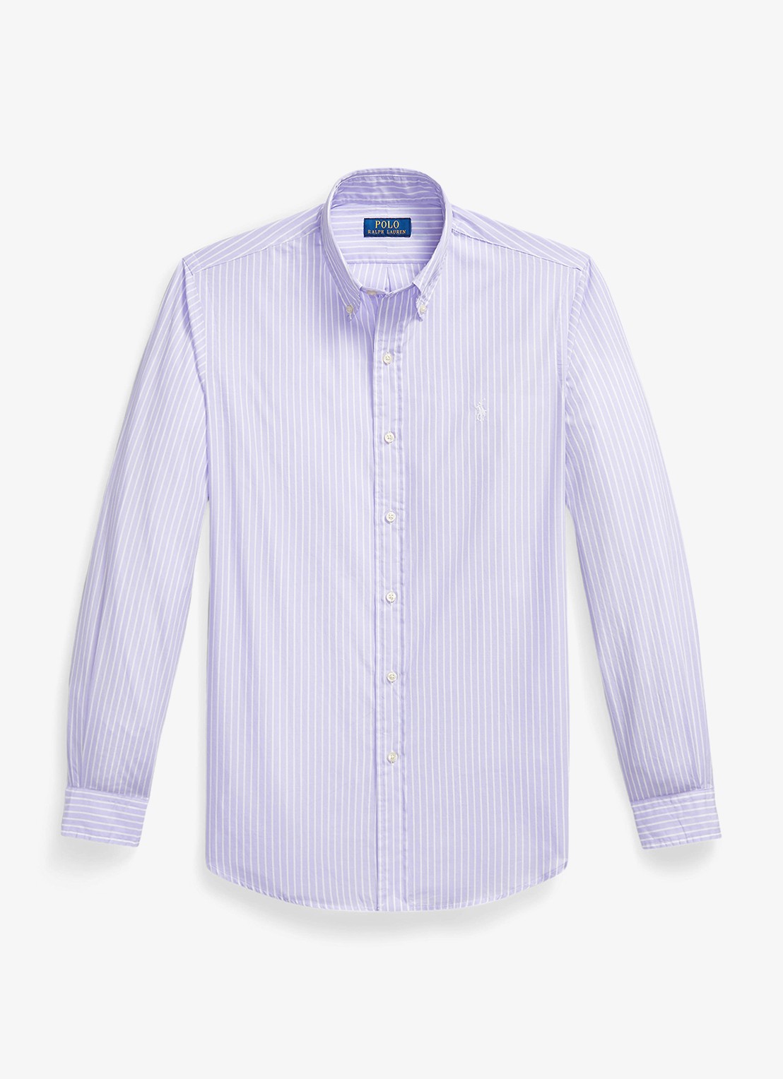 Ralph Lauren Custom fit overhemd met streepprint - voorkant 2 powder purple white / paars