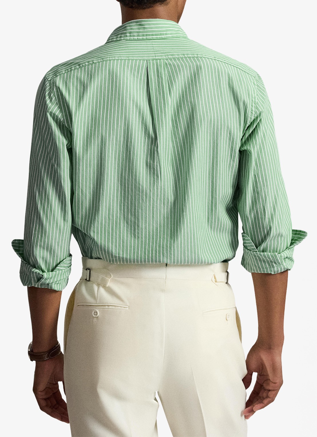 Ralph Lauren Custom fit overhemd met streepprint - achterkant 3 faded mint white / mint