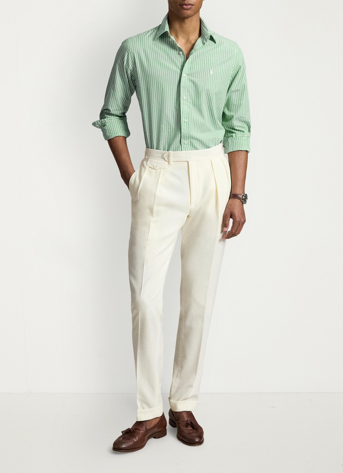 Ralph Lauren Custom fit overhemd met streepprint - detail faded mint white / mint