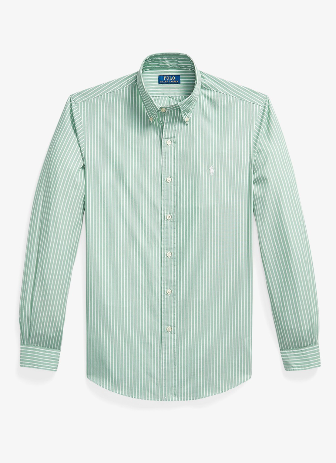 Ralph Lauren Custom fit overhemd met streepprint - voorkant 4 faded mint white / mint
