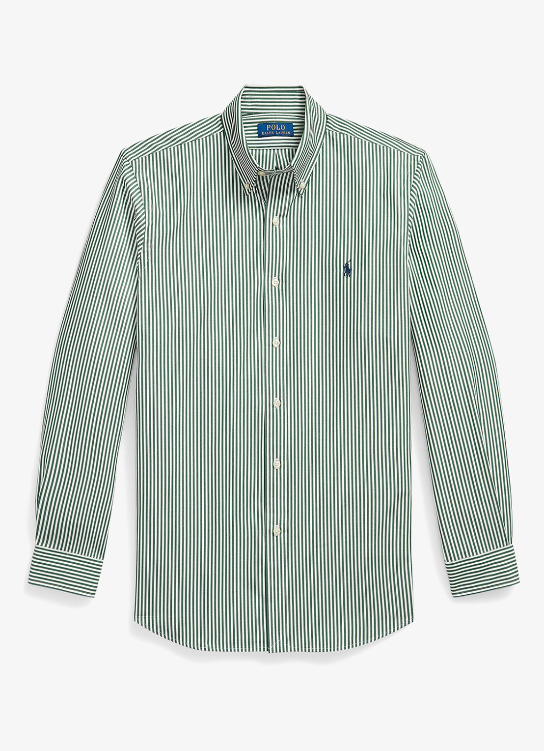 Ralph Lauren Custom fit overhemd met streepprint - voorkant 4655c new forest white-zxmo
