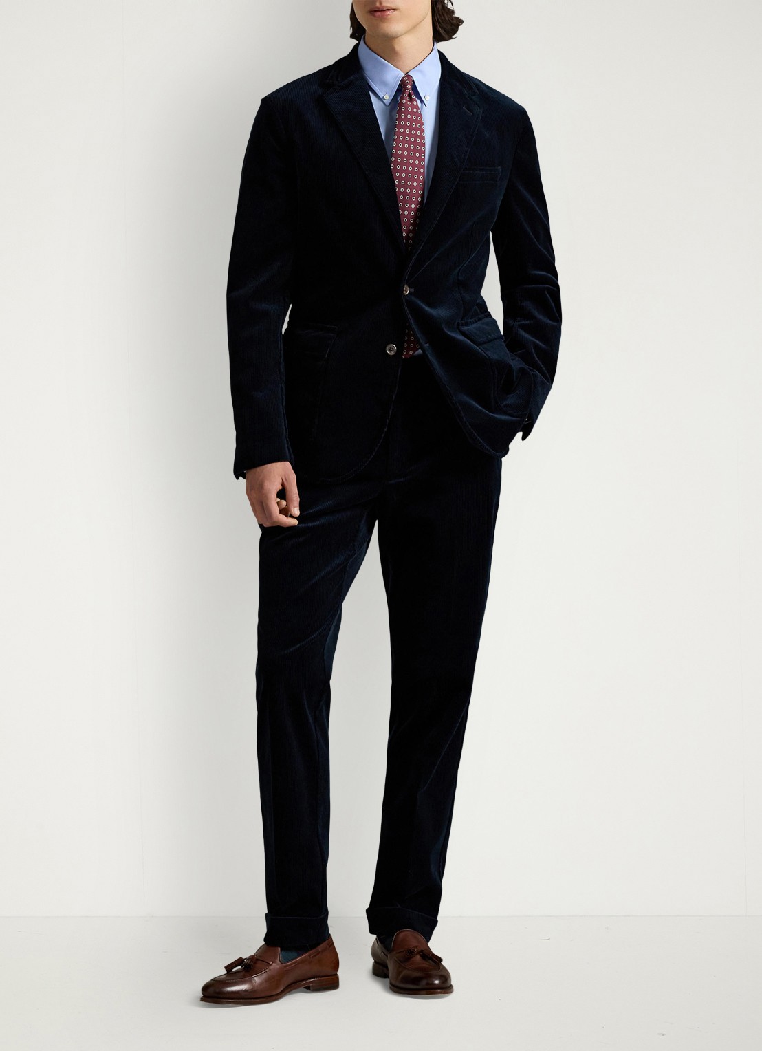 Ralph Lauren Custom fit overhemd met stretch  - voorkant 5 austin blue / blauw