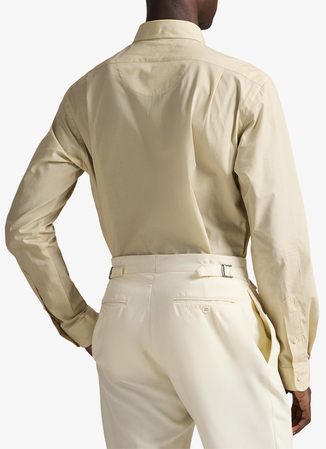 Ralph Lauren Custom fit overhemd met stretch - achterkant coastal beige / beige