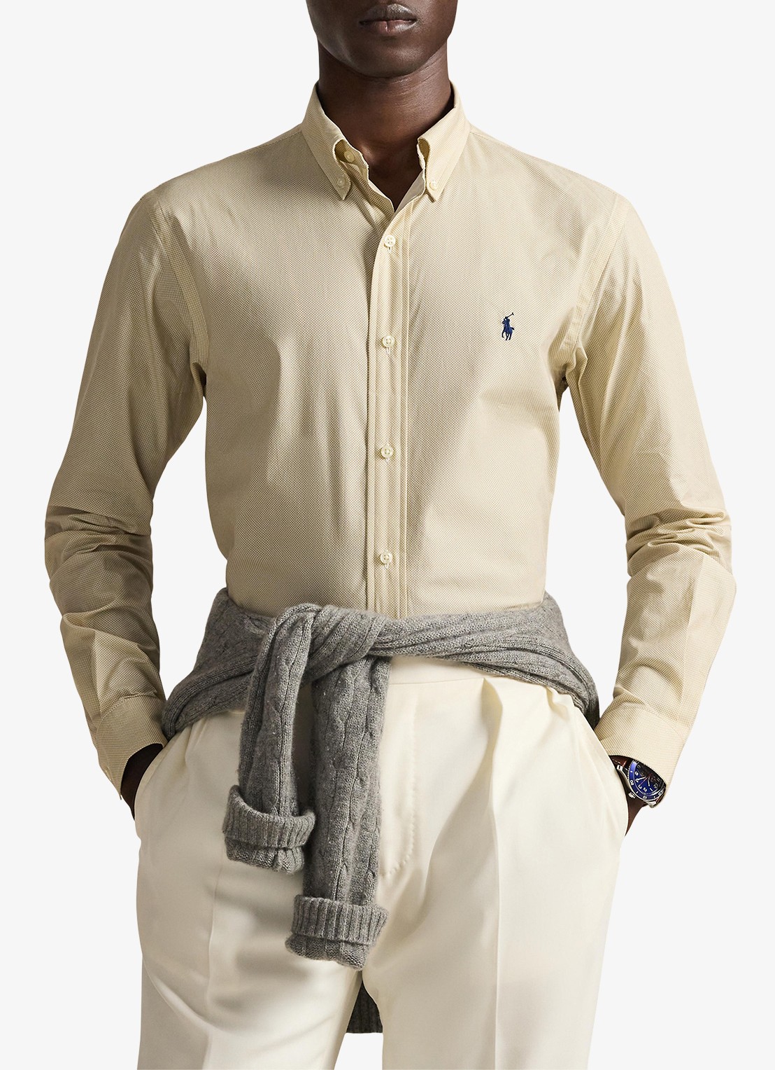 Ralph Lauren Custom fit overhemd met stretch - detail 2 coastal beige / beige