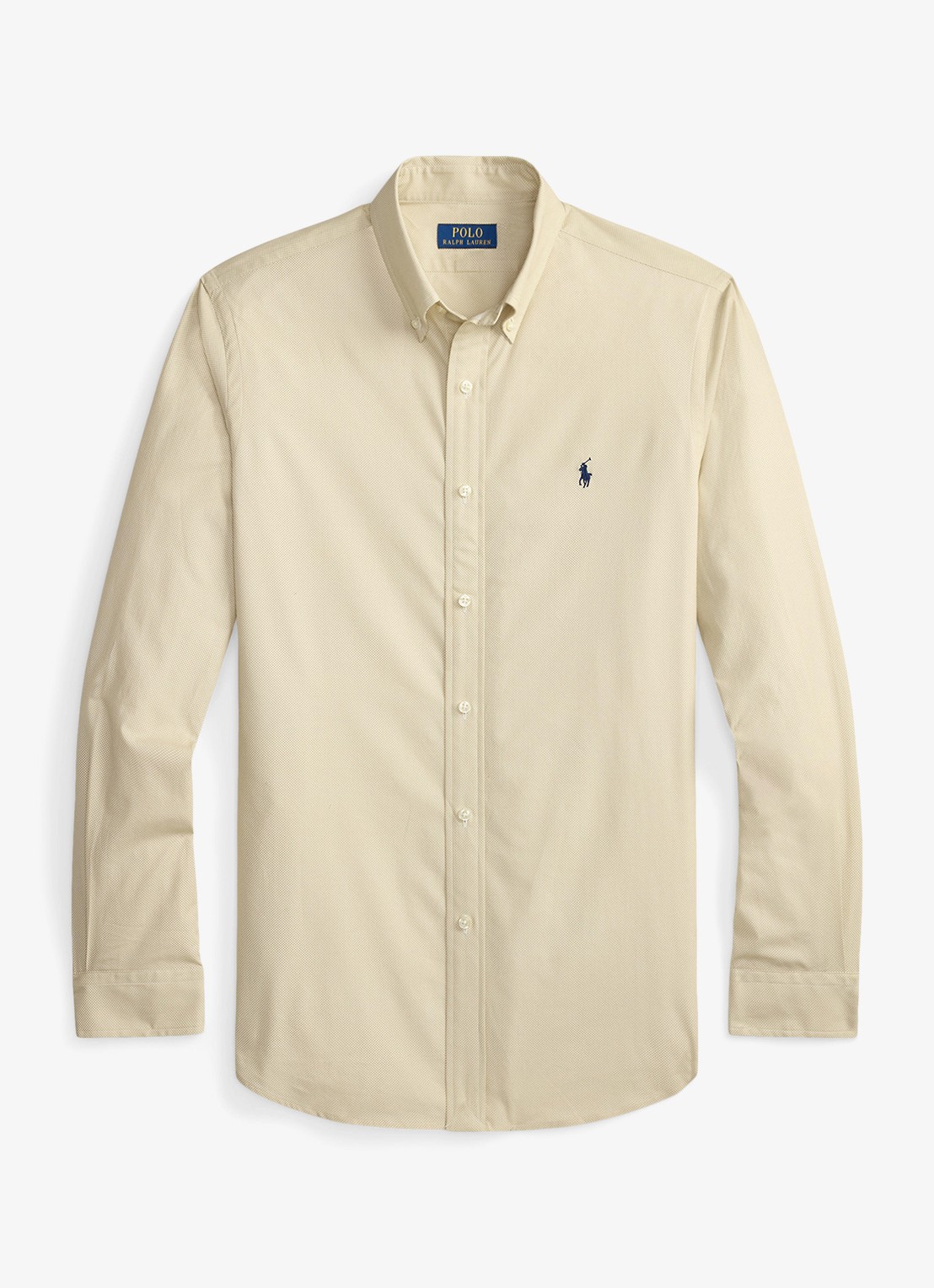 Ralph Lauren Custom fit overhemd met stretch - voorkant 4 coastal beige / beige