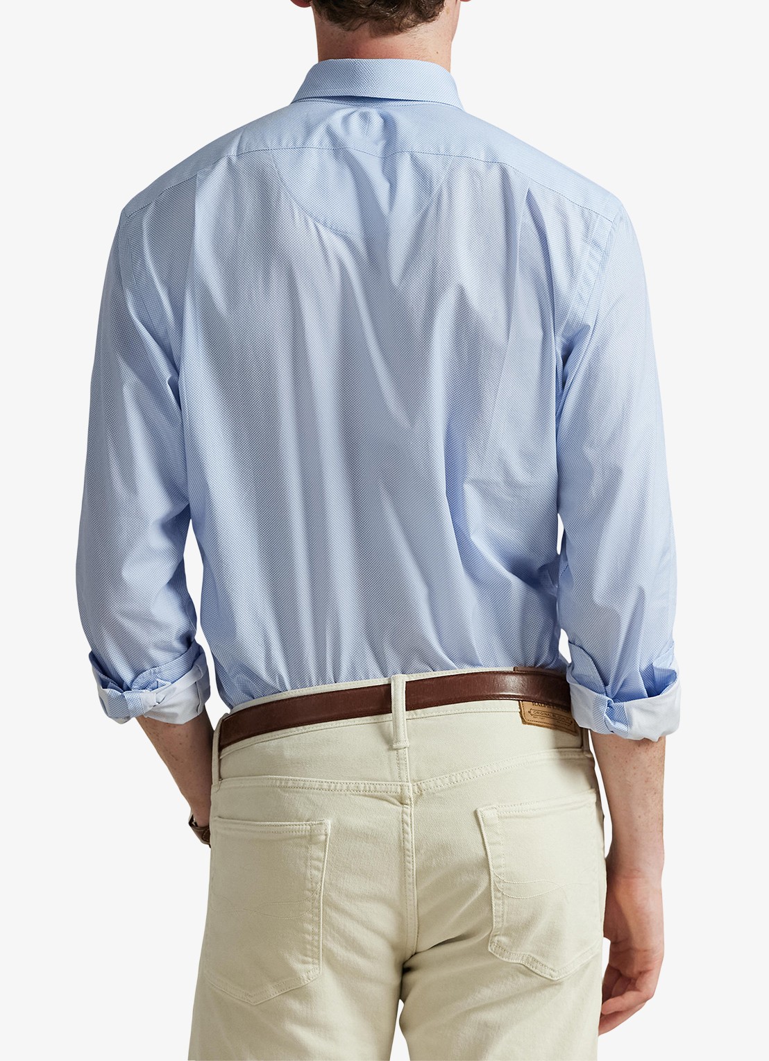 Ralph Lauren Custom fit overhemd met stretch - achterkant 5 dress blue grid / blauw