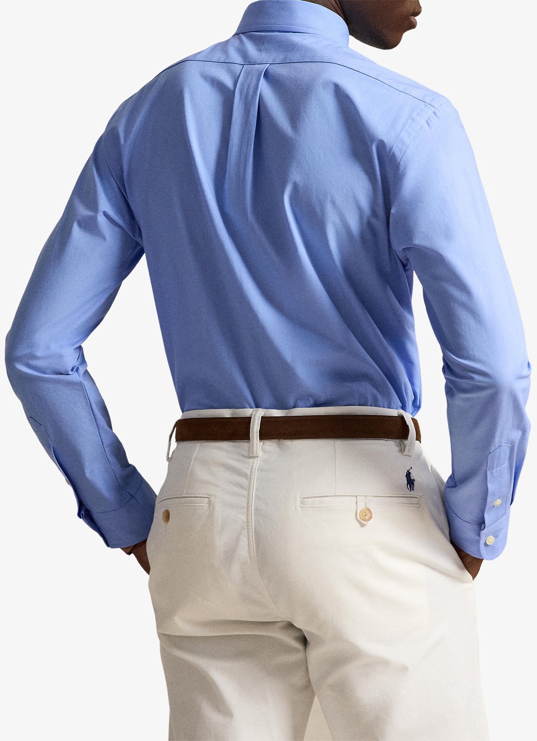 Ralph Lauren Custom fit overhemd met stretch  - achterkant cabana blue / blauw