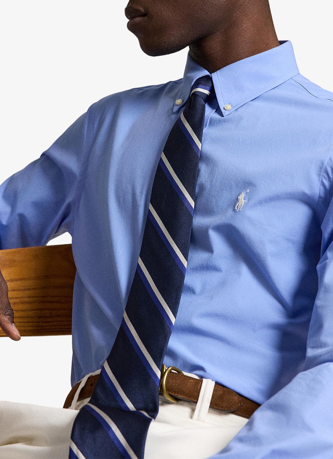 Ralph Lauren Custom fit overhemd met stretch  - detail 5 cabana blue / blauw