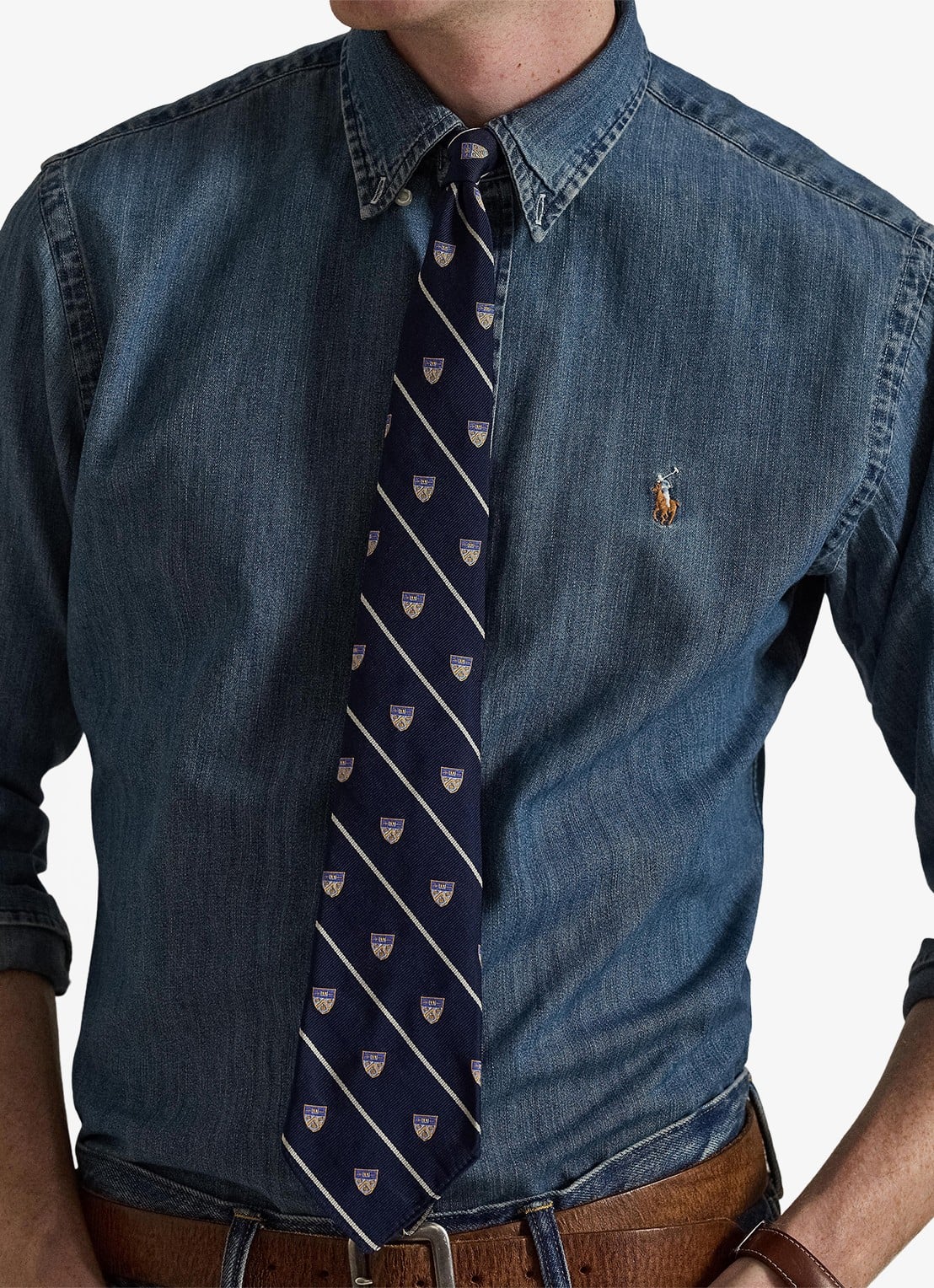 Ralph Lauren Custom fit overhemd van denim - detail 4 denim / blauw