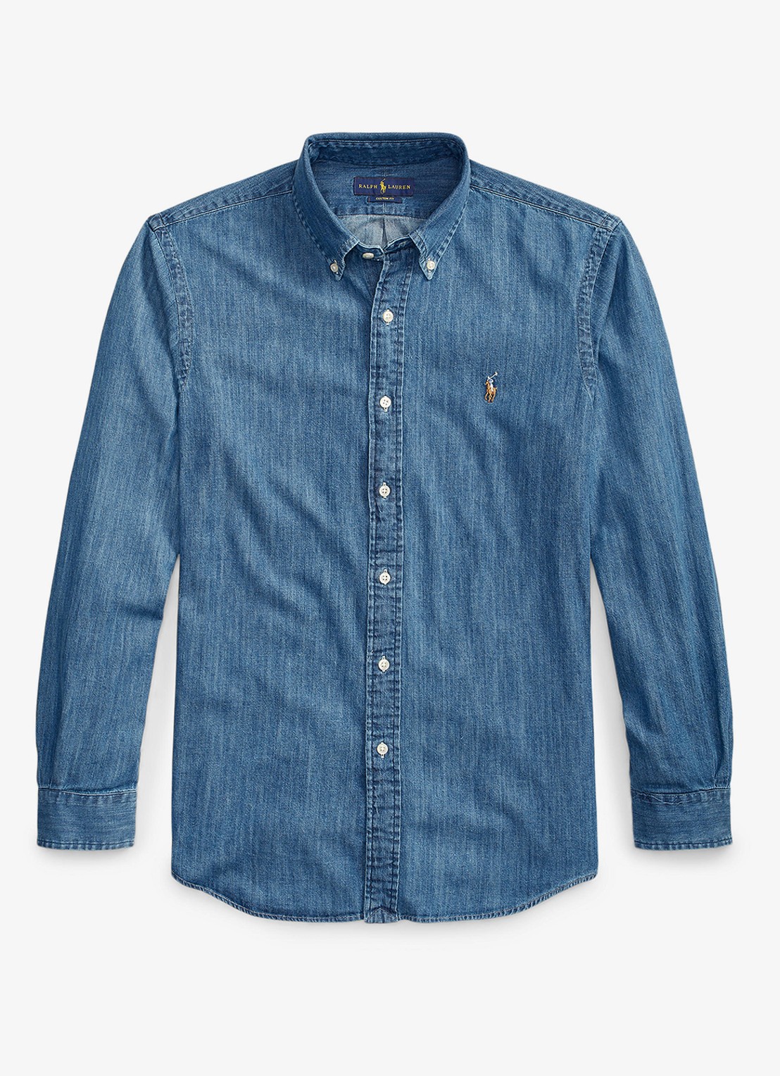 Ralph Lauren Custom fit overhemd van denim - voorkant denim / blauw