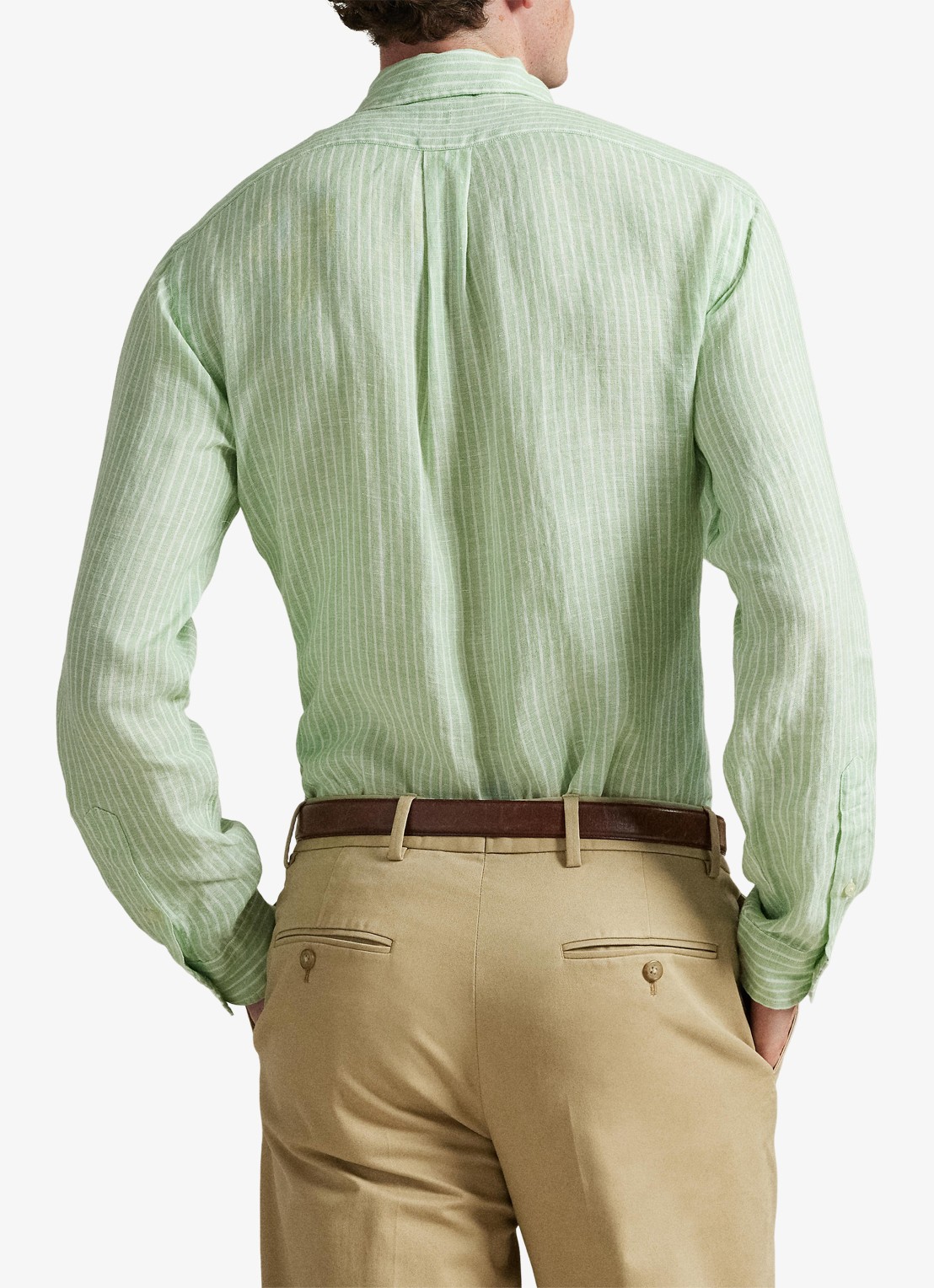 Ralph Lauren Custom fit overhemd van linnen met streepprint - achterkant 3 7188f essex green white-zykc