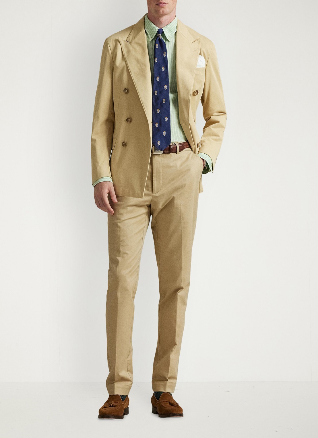 Ralph Lauren Custom fit overhemd van linnen met streepprint - detail 7188f essex green white-zykc