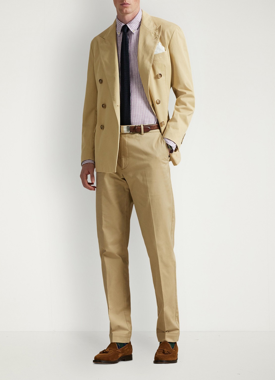Ralph Lauren Custom fit overhemd van linnen met streepprint - voorkant 2 7188d lavender white-zykb