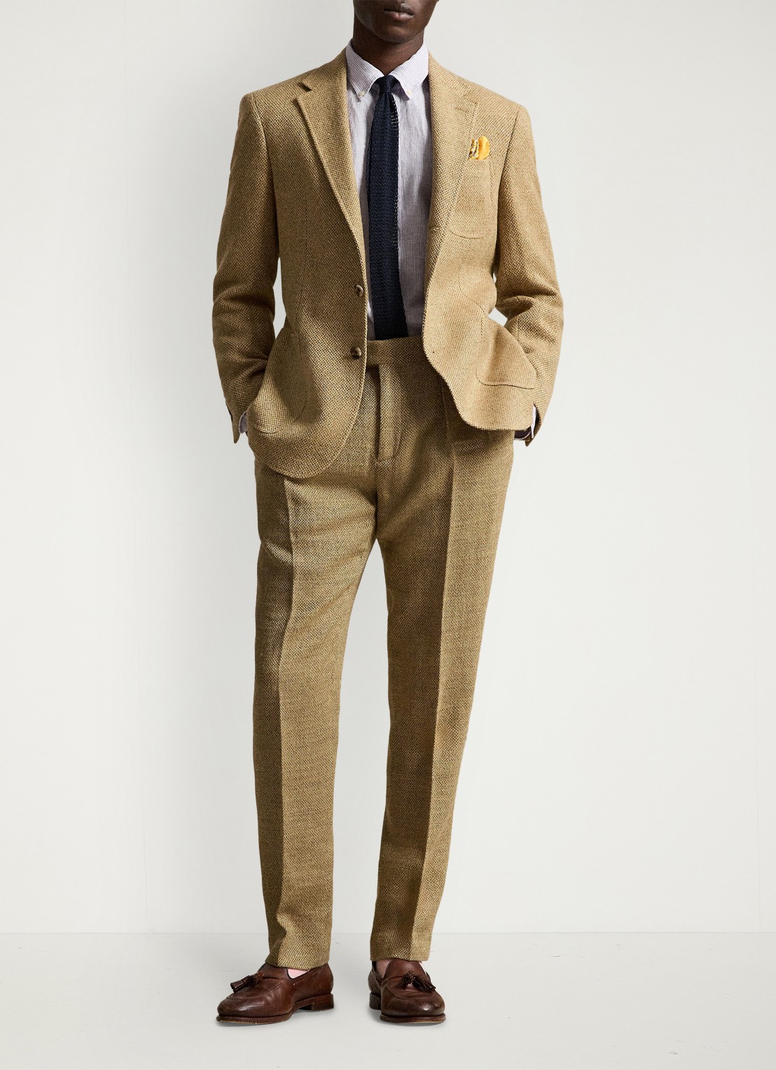 Ralph Lauren Custom fit overhemd van linnen met streepprint - voorkant 2 powder purple/white / paars