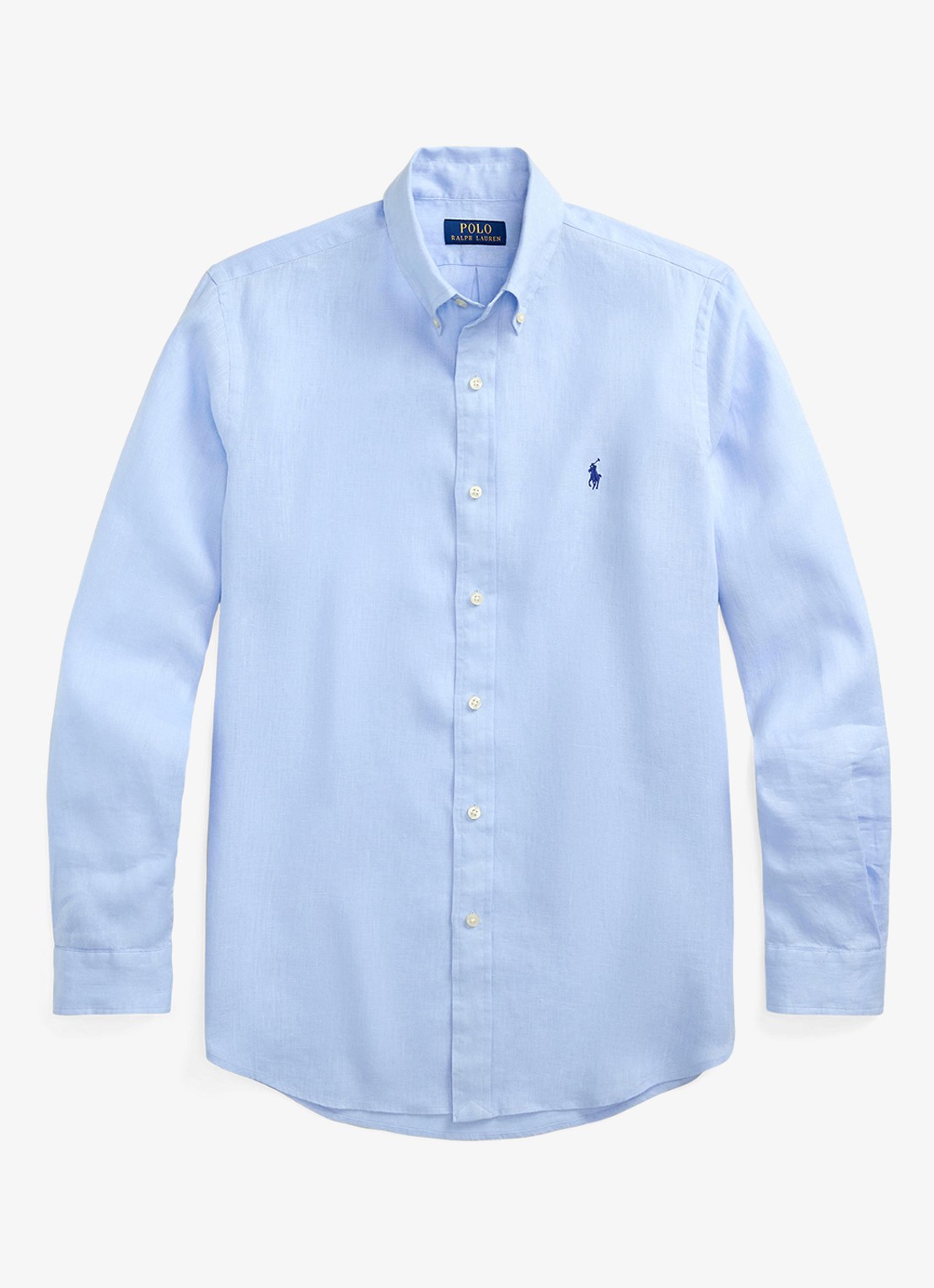 Ralph Lauren Custom Fit overhemd van linnen - voorkant 3 office blue / blauw