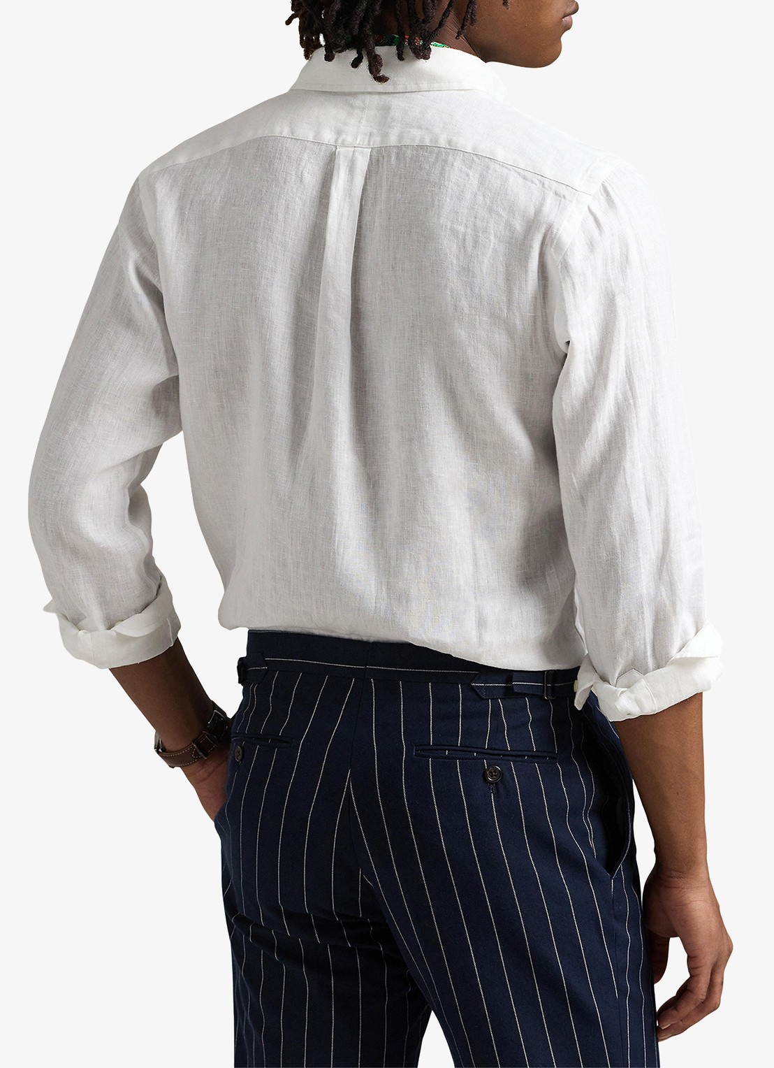Ralph Lauren Custom Fit overhemd van linnen - achterkant 5 ceramic white / wit
