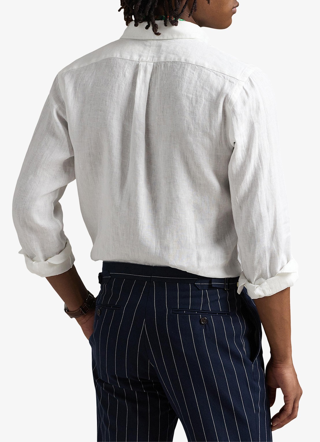 Ralph Lauren Custom Fit overhemd van linnen - achterkant 6 ceramic white / wit
