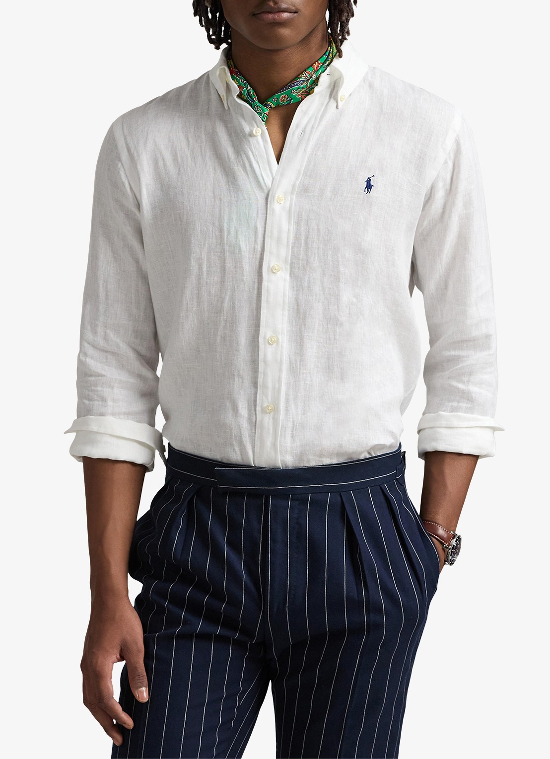 Ralph Lauren Custom Fit overhemd van linnen - detail 3 ceramic white / wit