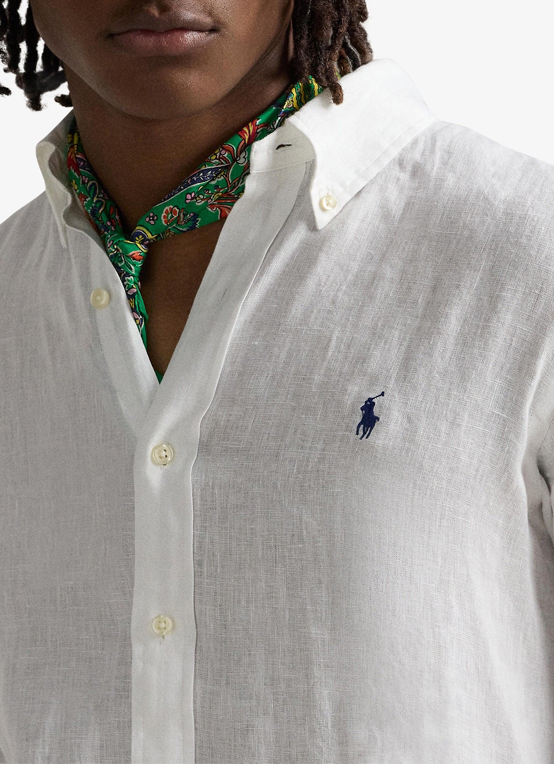 Ralph Lauren Custom Fit overhemd van linnen - detail 4 ceramic white / wit