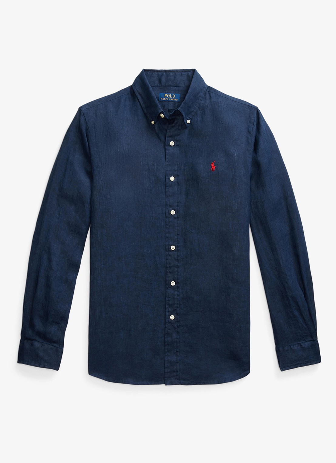 Ralph Lauren Custom Fit overhemd van linnen - voorkant 7 newport navy / donkerblauw