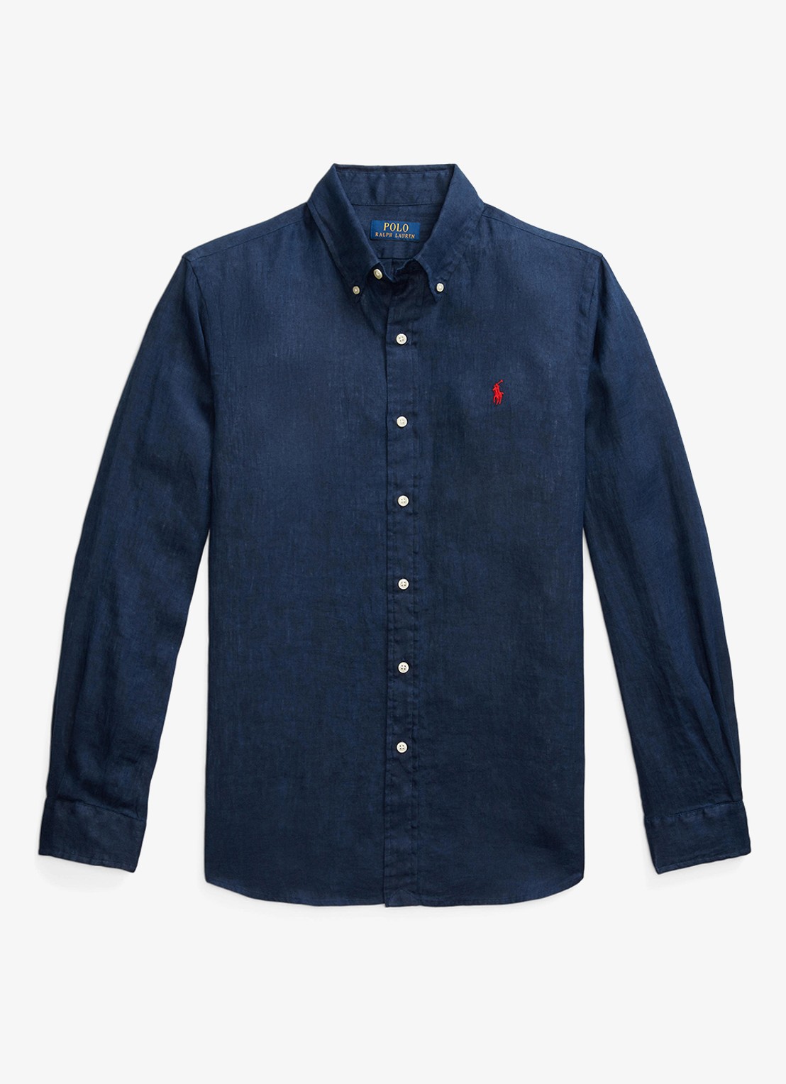 Ralph Lauren Custom Fit overhemd van linnen - voorkant 9 newport navy / donkerblauw