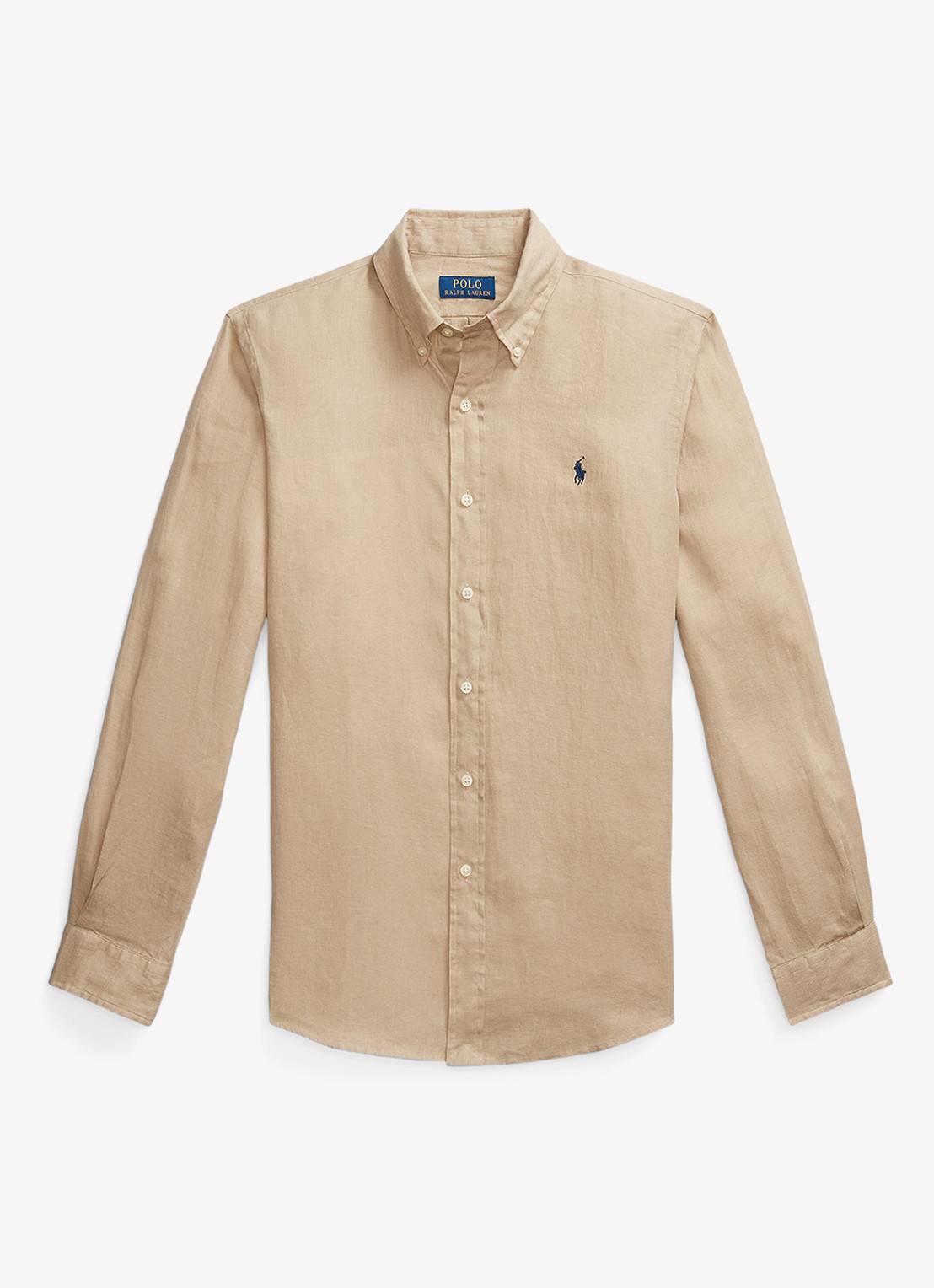 Ralph Lauren Custom Fit overhemd van linnen - voorkant 3 coastal beige / beige