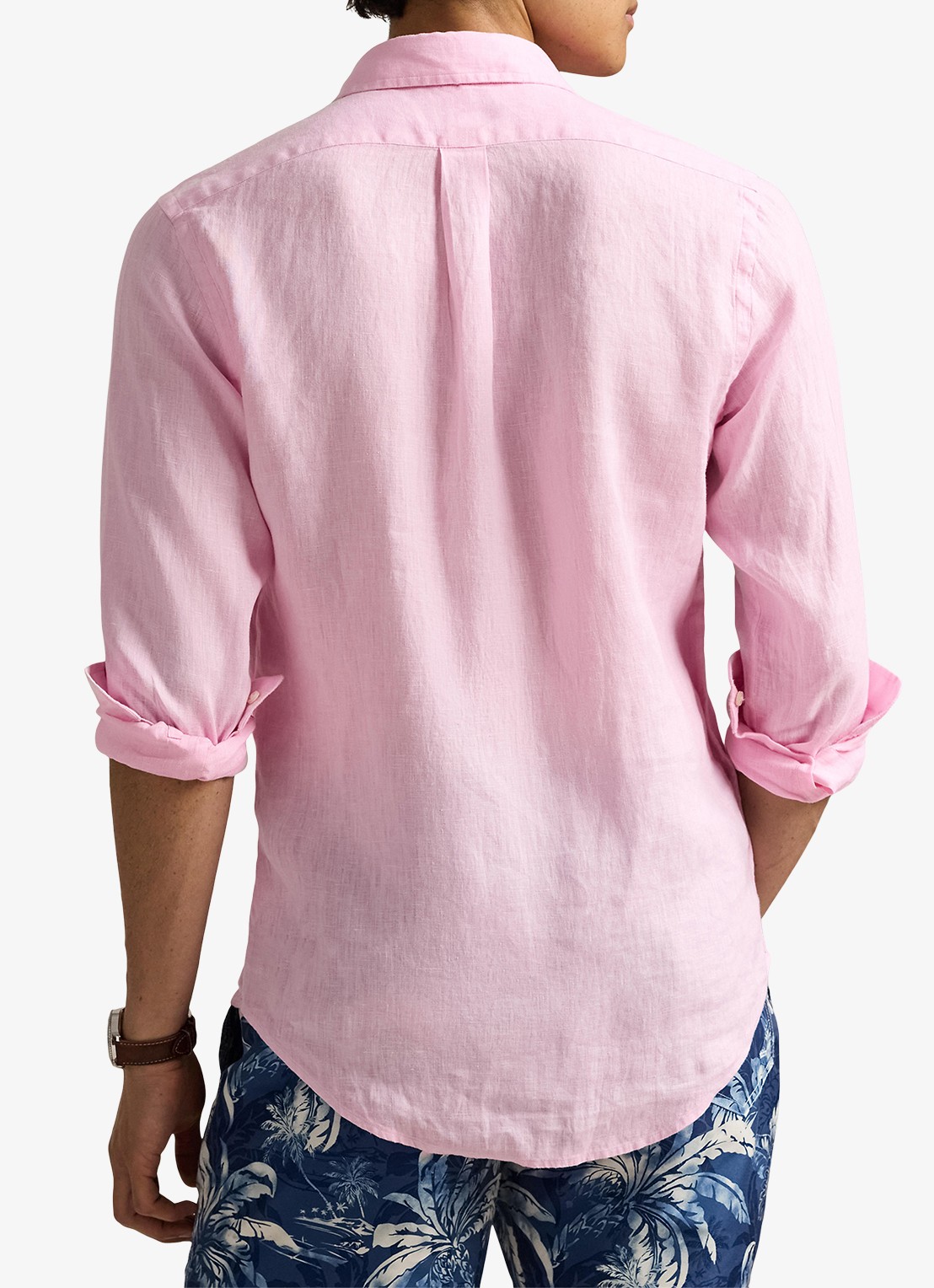 Ralph Lauren Custom Fit overhemd van linnen - achterkant carmel pink / roze