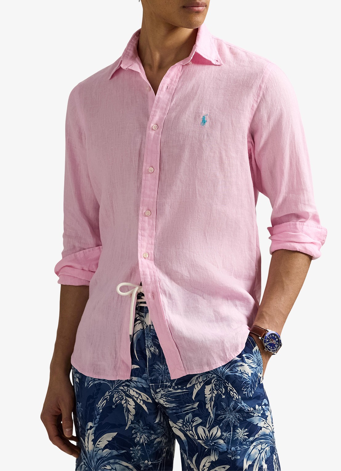 Ralph Lauren Custom Fit overhemd van linnen - detail 4 carmel pink / roze