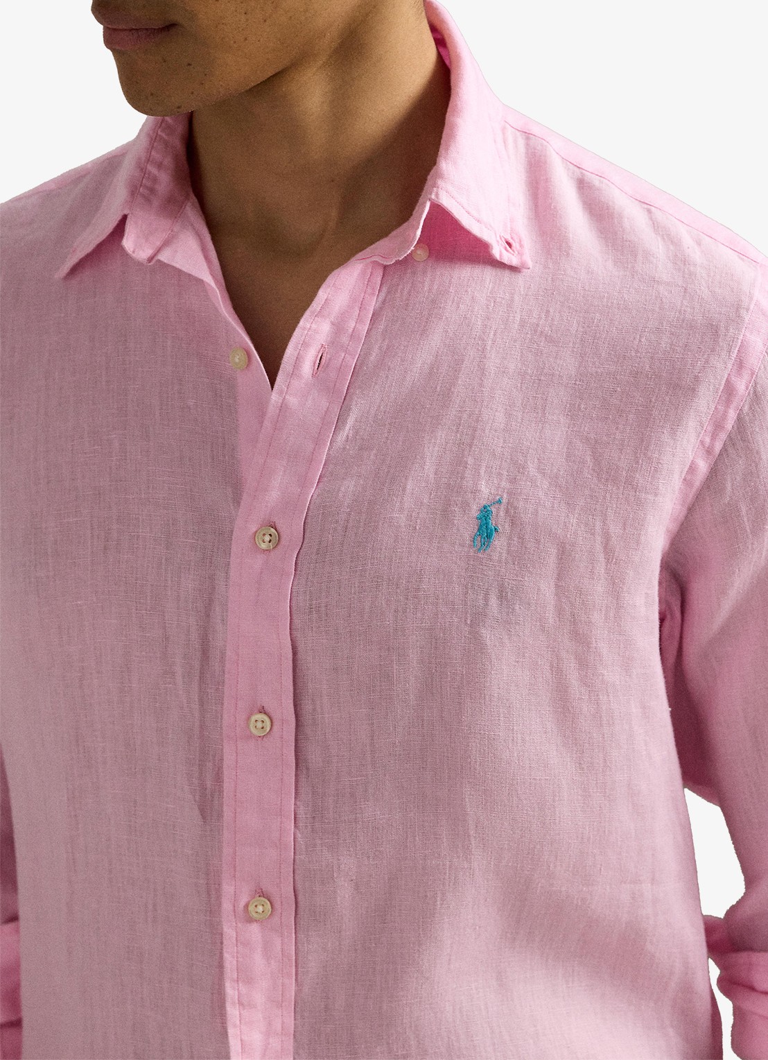 Ralph Lauren Custom Fit overhemd van linnen - detail 5 carmel pink / roze