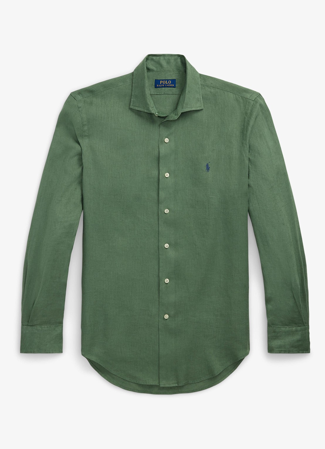 Ralph Lauren Custom Fit overhemd van linnen - voorkant 3 fatigue / groen