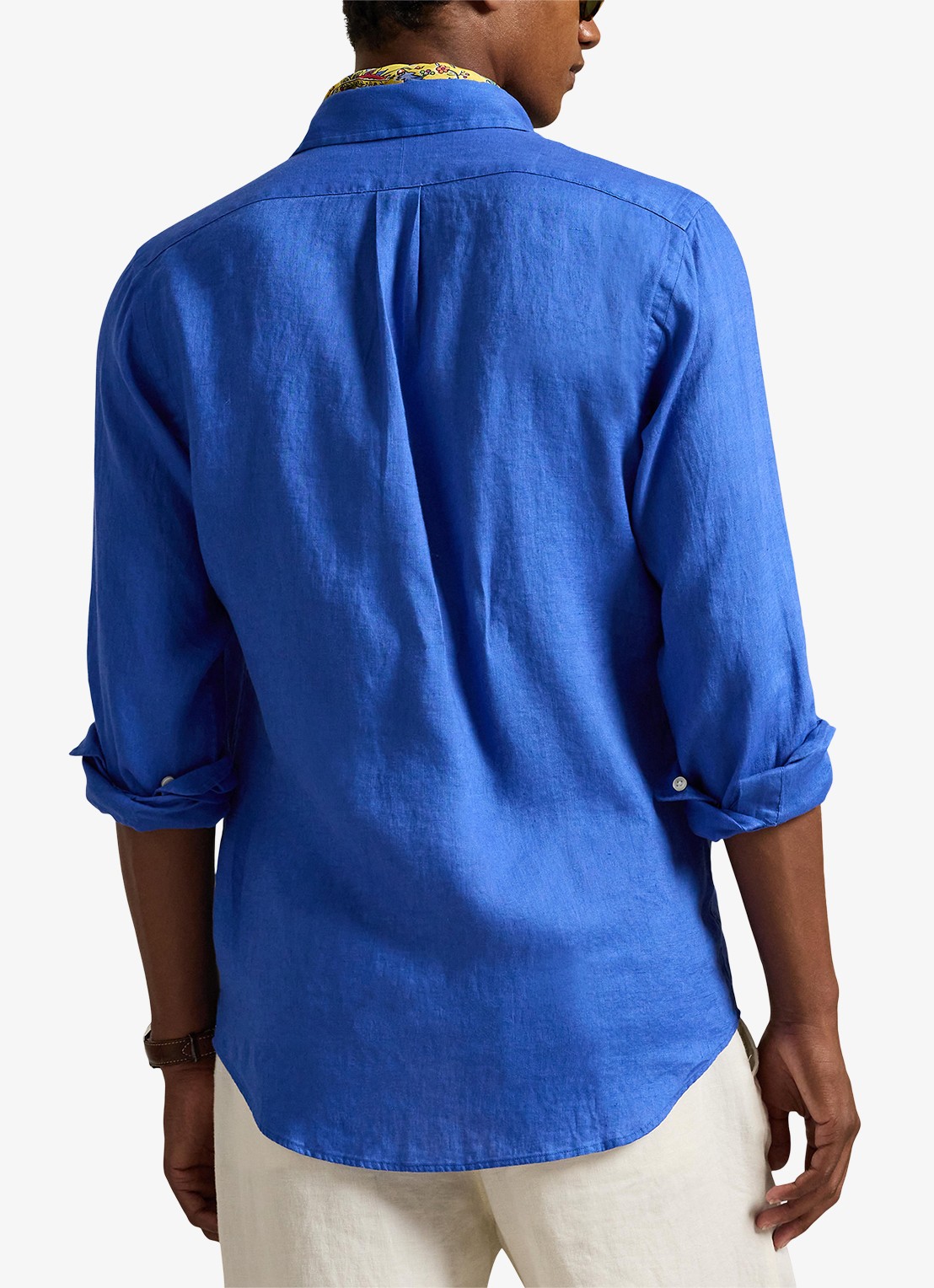 Ralph Lauren Custom Fit overhemd van linnen - achterkant new iris blue
