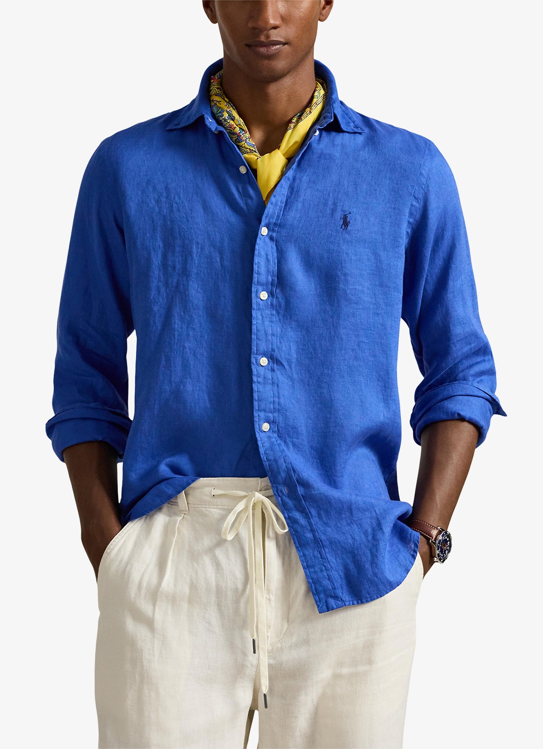 Ralph Lauren Custom Fit overhemd van linnen - detail 4 new iris blue