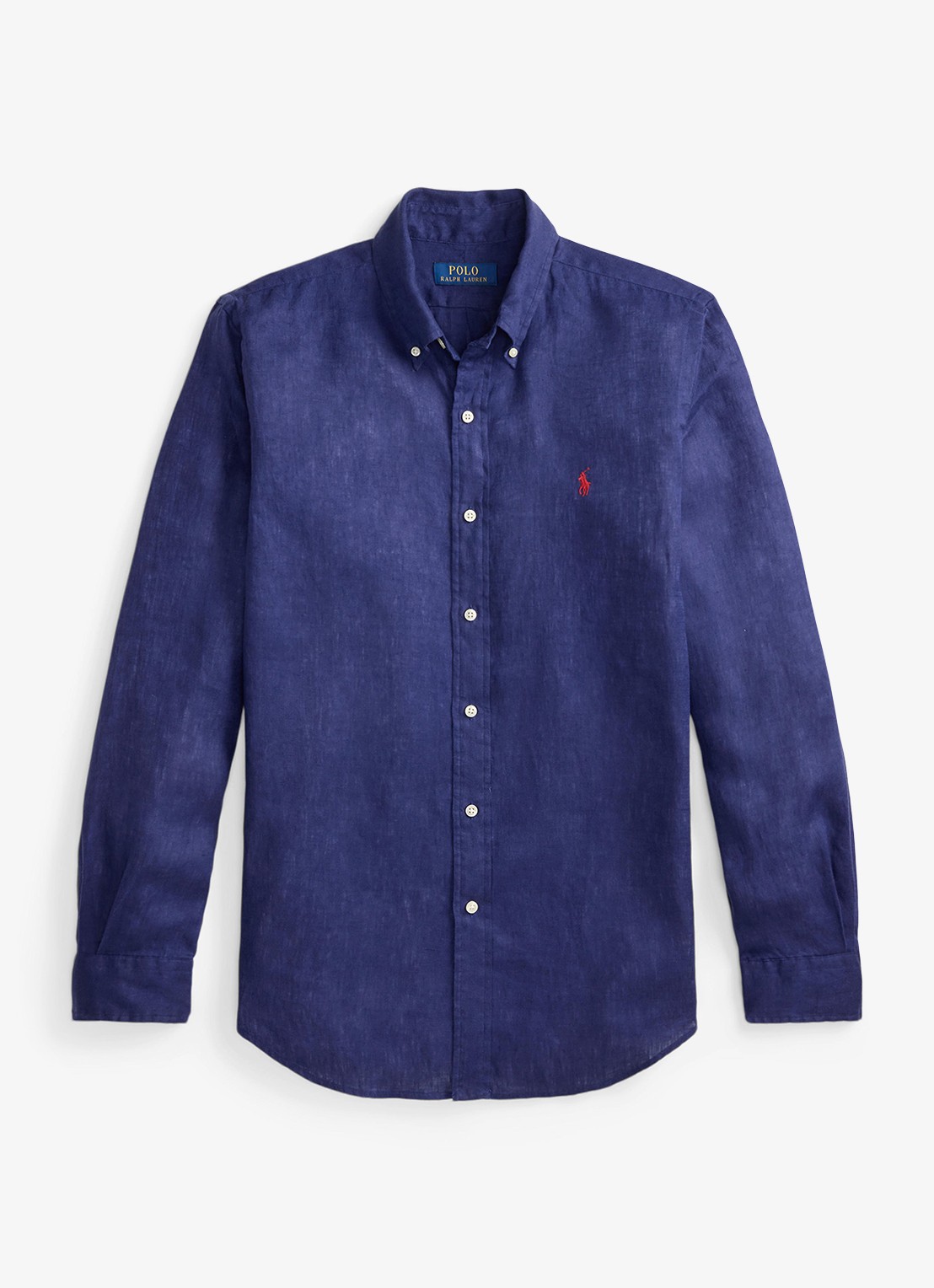 Ralph Lauren Custom Fit overhemd van linnen - voorkant 3 new classic navy / donkerblauw