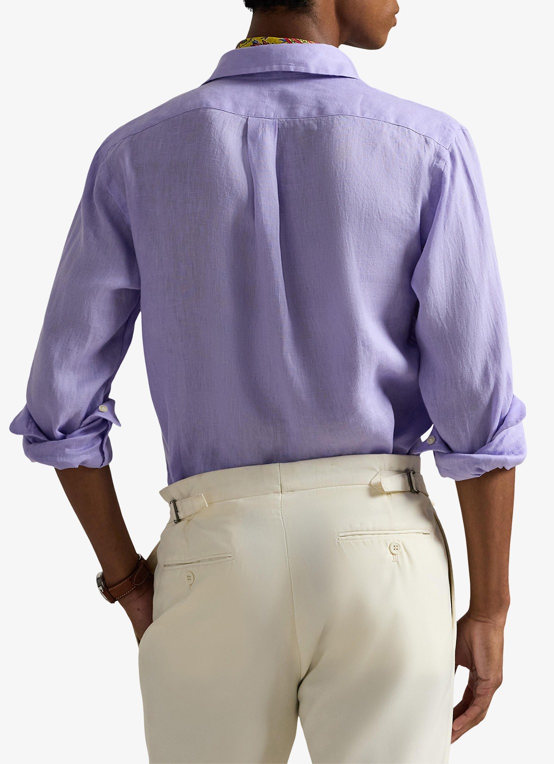 Ralph Lauren Custom Fit overhemd van linnen - achterkant 5 sky lavender