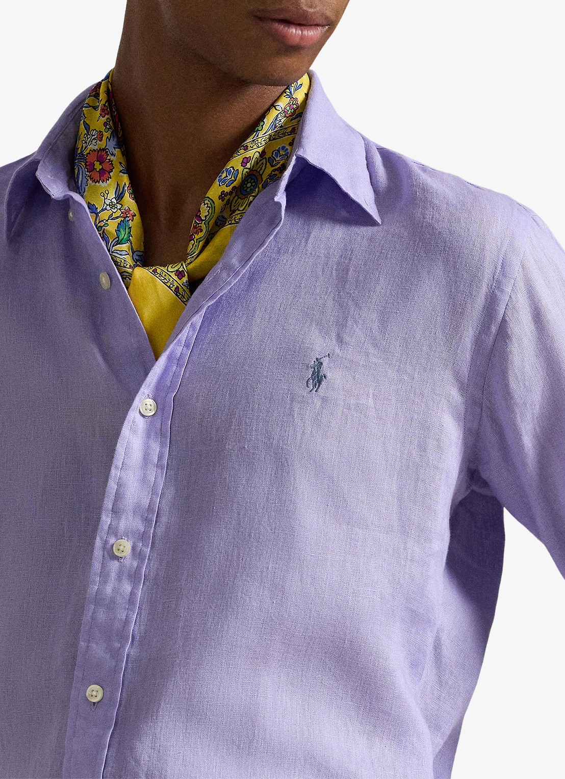 Ralph Lauren Custom Fit overhemd van linnen - detail 4 sky lavender