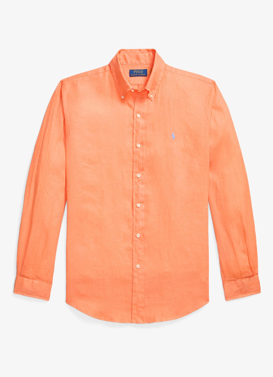 Ralph Lauren Custom Fit overhemd van linnen - voorkant pompano orange
