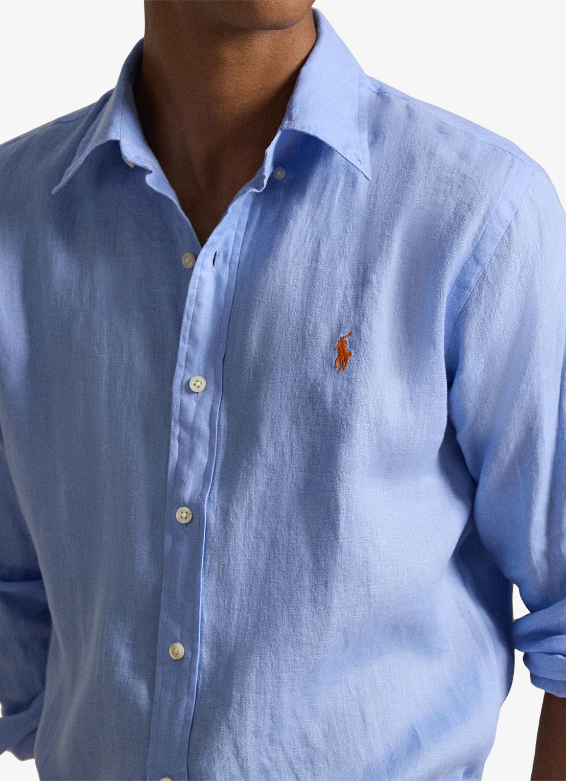 Ralph Lauren Custom Fit overhemd van linnen - detail 5 austin blue / blauw